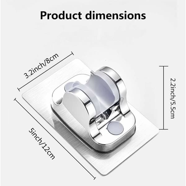 2-piece wall-mounted shower holder without drilling, removable shower holder with adjustable angle, waterproof for hotel bathroom accessories (silver)