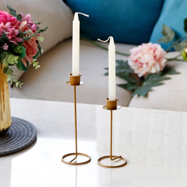 2-pack heminredning guld metall ljusstake mörk guld lyx järn ljusstake