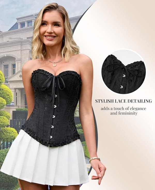 Goottilainen naisten korsetti rintaliiveillä - Vintage Bustier musta/punainen - M