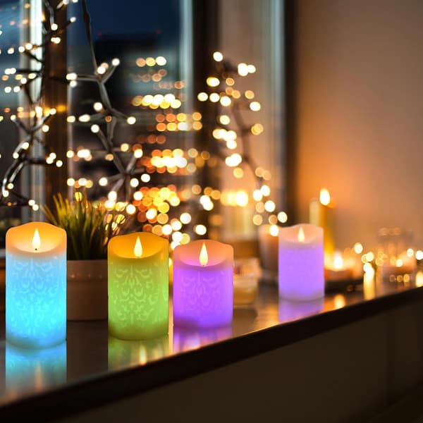 3-pack LED Flameless Candles, Color Changing Real Wax Candles with Remote Control, Timer & Flickering Flame