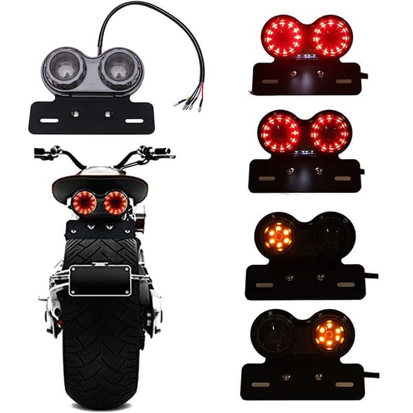 LED motorcykel baglygte med blinklys og nummerpladelys