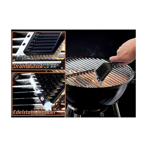 Stainless Steel Grill Brush, Wire Brush, Cleaning Tool with Scraper