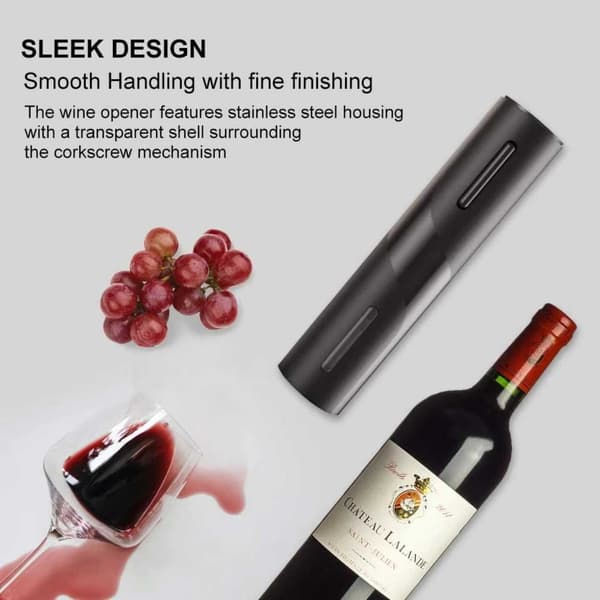 Electric Wine Opener Corkscrew with Foil Cutter Black black