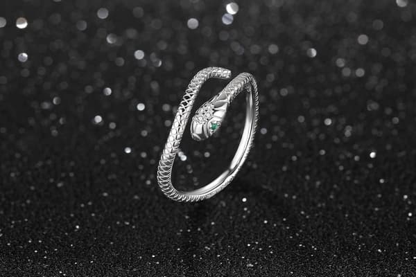 Ormring i 925 sterlingsilver, justerbar öppen ring