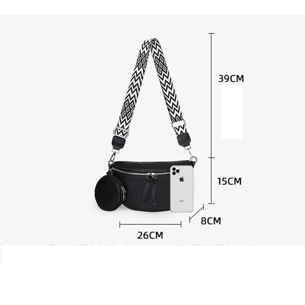 Sort Crossbody Taske Dame Læder Bred