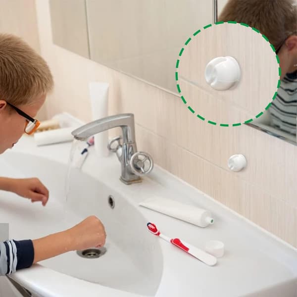 6-pack tandborsthållare med sugpropp, multifunktionell väggmonterad
