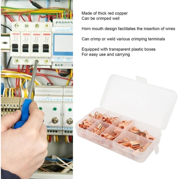 140 pcs Heat Shrink Tubing Kit with Thickened Copper Terminals, Closed Design, Compatible with Electrical Wiring