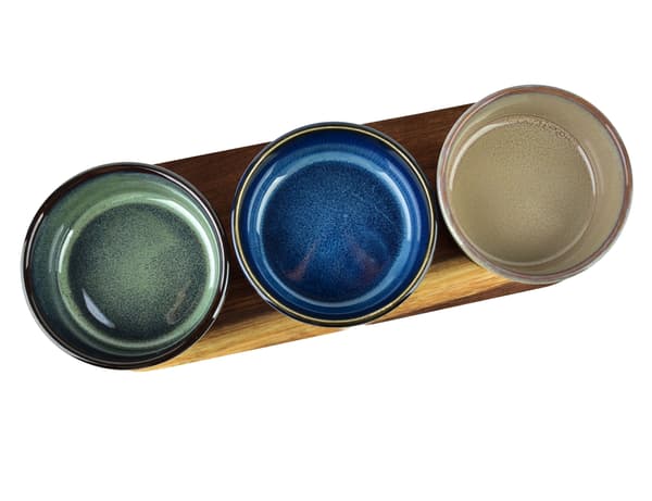 Serveringsbræt i træ og porcelæn Allesken MODERN KITCHEN 28x9,5x1,2 cm 8,5x8,5x4 cm Grå/Blå/Grøn 3 dele