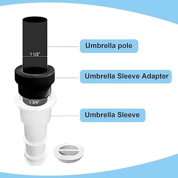 4 stk. Pool Parasol Stabilisator Adapter Gevind Adapter Bøsninger Pool Parasol Bøsning Parasol Stolpe Stabilisator 1 3/4 \"