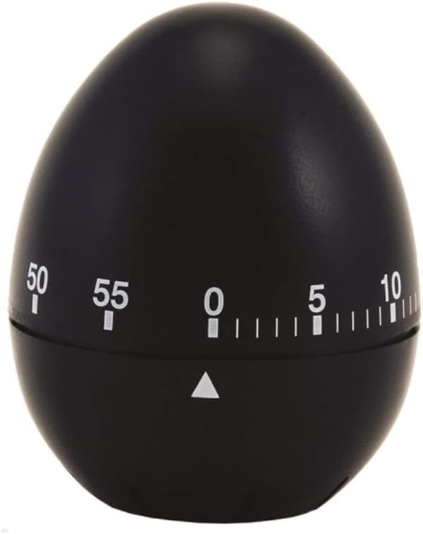 Svart eggformet mekanisk kjøkkentimer