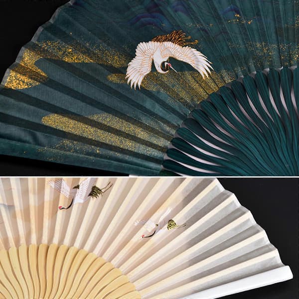 Classic Traditional Design Folding Bamboo Silk Hand Fan Offering Elegance and Versatility, Compatible with Various Occasions, Creamy White Creamy White