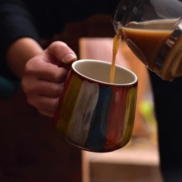 Kaffemugg, 480 ml keramisk kaffekopp, stora tekoppar, porslinsmugg, cappuccinokoppar - blå kopp