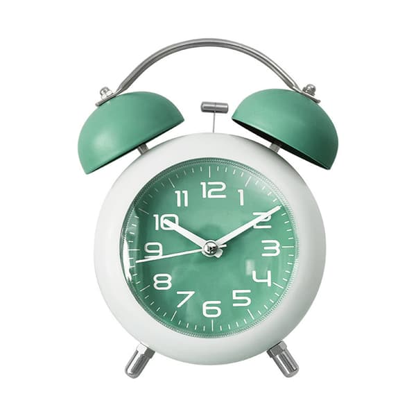 Analog alarm clock without ticking battery operation for bedroom