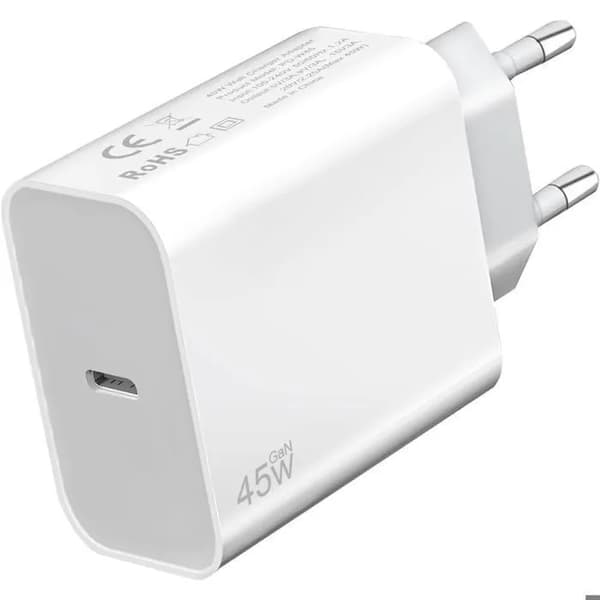 Hurtiglader USB-C - e.f.connection - 45W - Hvit - Kompatibel med Samsung Galaxy A16 A17 A36 A56 S25 Hvit Vit