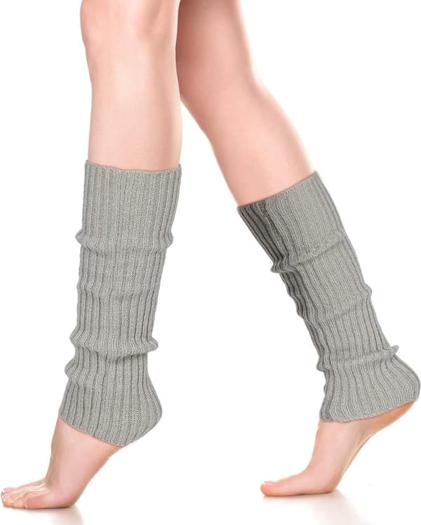 Women's Gothic Ballet Leggings, Knee-High Wool Leg Warmers, Grey 40 cm, 1 Pair