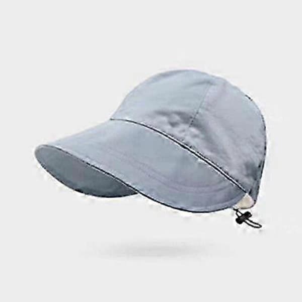 Dame sommerhat med bred skygge, foldbar solhat, anti-UV strandvisir, søblå søblå Lake Blue