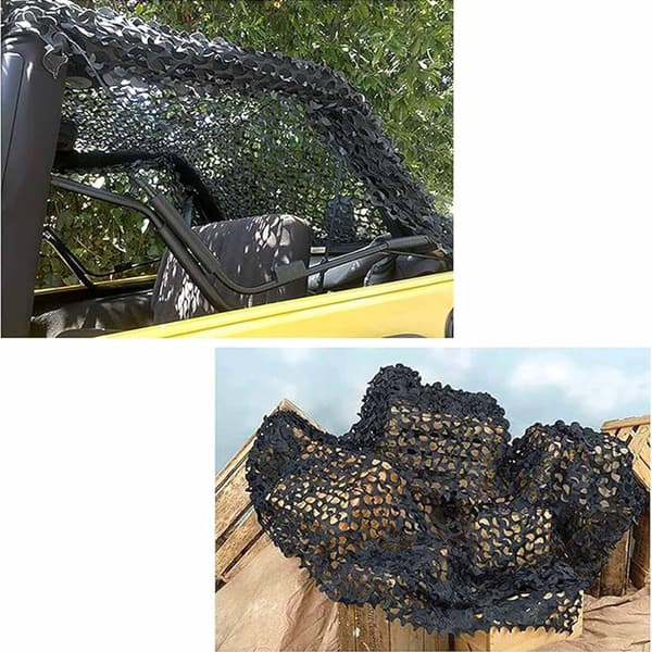 Camouflage Net Shade Screen, Lightweight Polyester Net Privacy Screen For Camping RV And Garden, Black, 3x4m