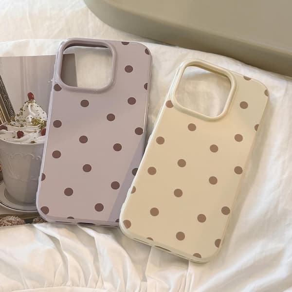 Case for iPhone 17, Trendy Cute Dotted Design | Soft TPU Slim Shockproof Protective Cover for Women | Cream
