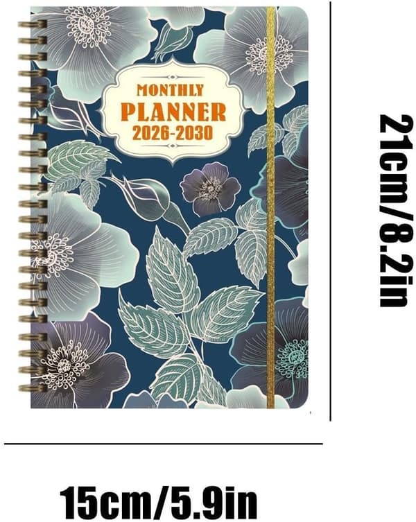 Daglig planlegger 2026-2030 Femårig spiralinnbundet planlegger stil D for studenter og profesjonelle