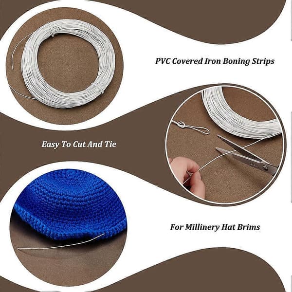 50m White Millinery Wire 1mm Diameter PVC Covered Iron Stem Wire for DIY Sewing Accessories