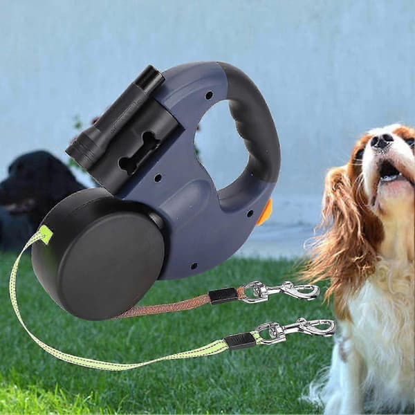 Retractable Dog Leash, 360 Dog Leash, Double-Sided ABS+Nylon Leash, Self-Retracting Leash for Small/Medium/Large Dogs and Cats (Dark Grey)