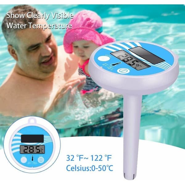 Soldigital pooltermometer, flydende pooltermometer, ubrydelig pooltermometer til indendørs og udendørs pools, spa