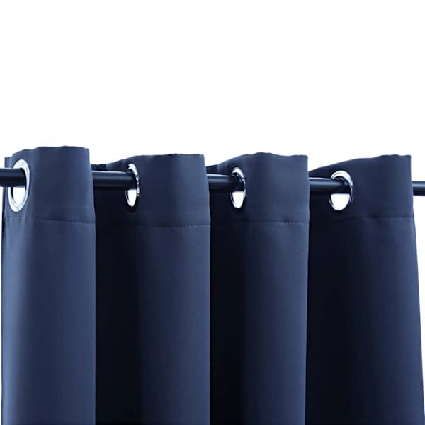 Blackout Curtains with Metal Rings 2 pcs Blue 140x245 cm Blue