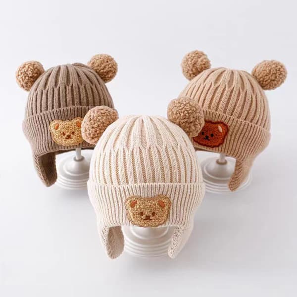 Wool Knitted Ear Protection Hood for Infants Aged 3-24 Months