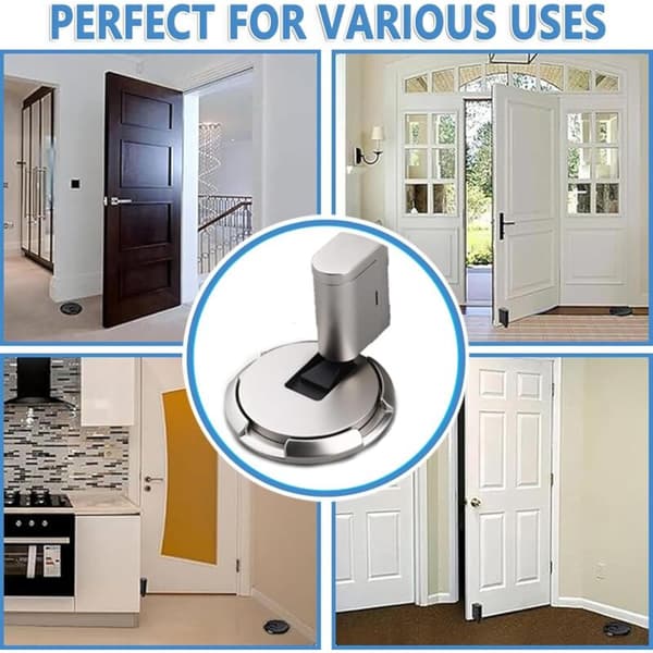 Magnetic door stop with rubber buffer for hard floors Black self-adhesive Compatible with all brands