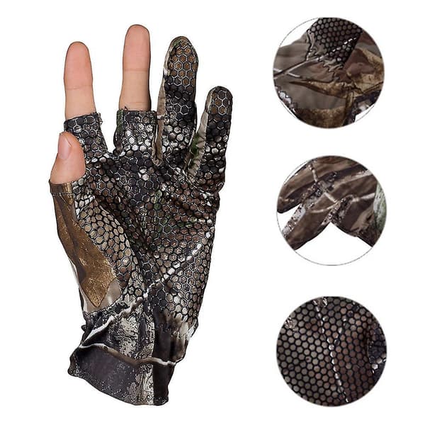 Skridsikre Camo Elastiske 3-fingerklip Camping Jagt Fiskehandsker (XL)