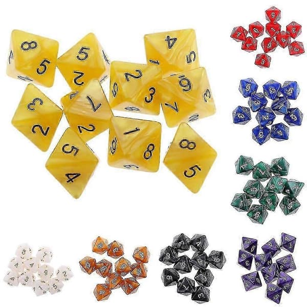 10 stk 8-sidede terninger D8 Polyhedral terninger til brætspil gul