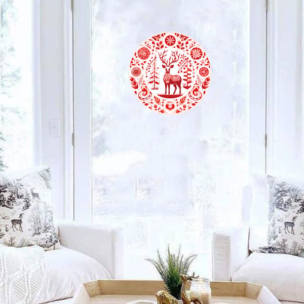 Christmas Red Elk Wall Decal, 11.41*11.41 inch