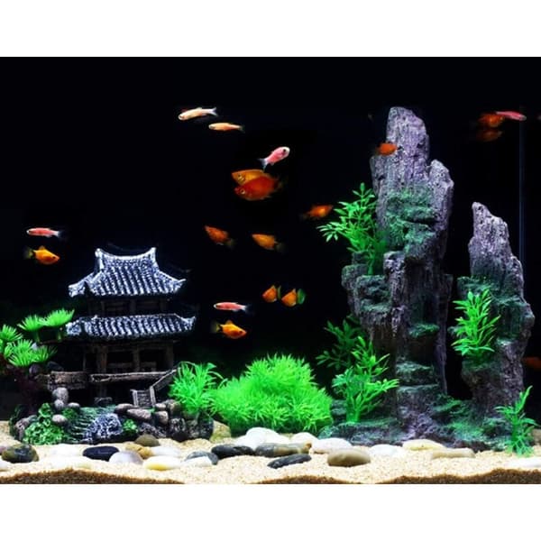 Eco-friendly Resin Aquarium Decoration with Realistic Details, Shaped like a Castle