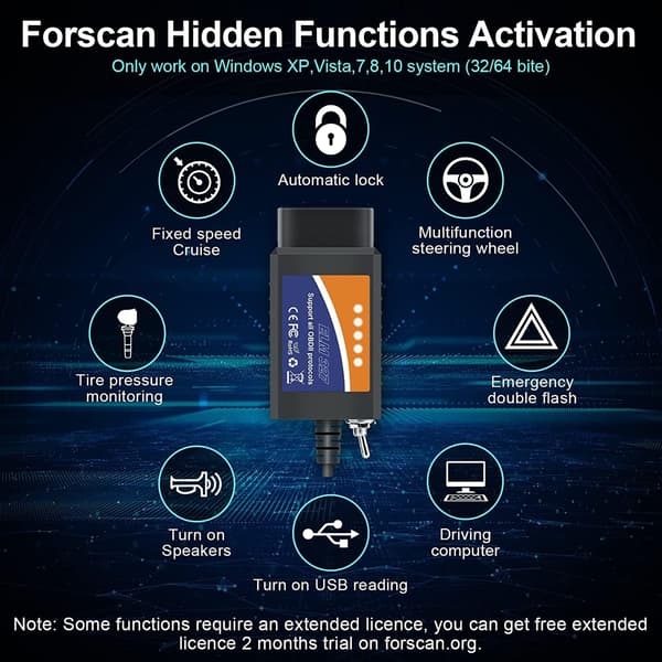 ELM327 USB V1.5 OBD2 Bildiagnostisk Skanner OBDII Grensesnitt PC-Basert Auto Diagnostikkverktøy