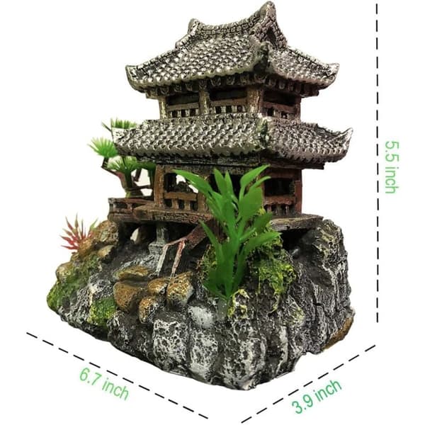 Eco-friendly Resin Aquarium Decoration with Realistic Details, Shaped like a Castle