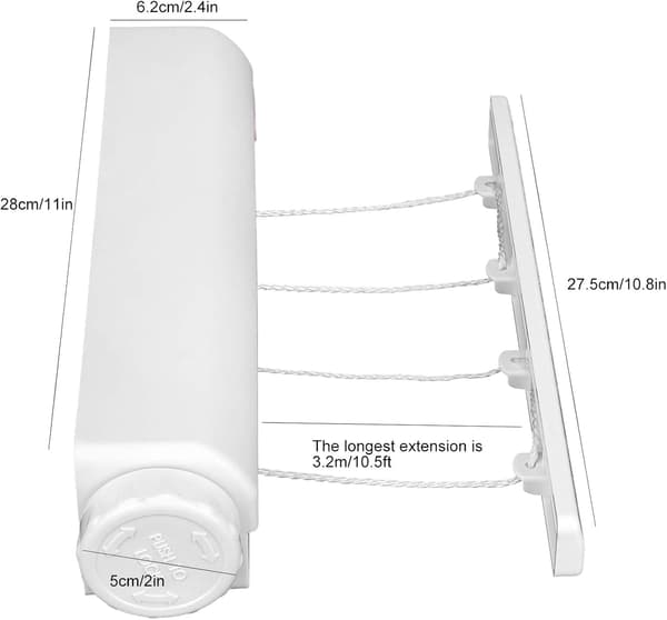 Retractable Clothesline Portable Home Indoor Outdoor Plastic Clot