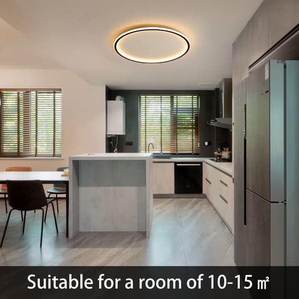 LED ceiling light dimmable with remote control, 25W black LED ceiling light Φ40CM 3000K-6000K, indirect lighting ceiling light for bedroom