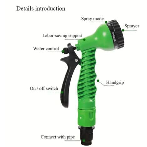 15M Expandable Garden Hose - 7 Spray Patterns - High-Density Fabric and 3-Layer Latex - Leak-Proof and Lightweight
