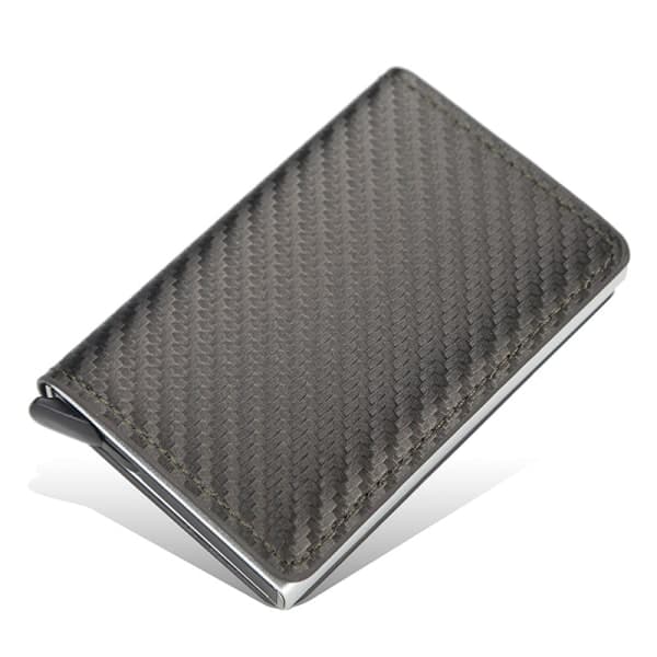 Karbonfiber kortholder med RFID- og NFC-beskyttelse for 6 kort, svart