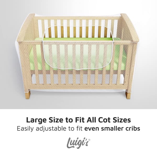 Mosquito net for cot, cradle and travel cot with zipper and quiet