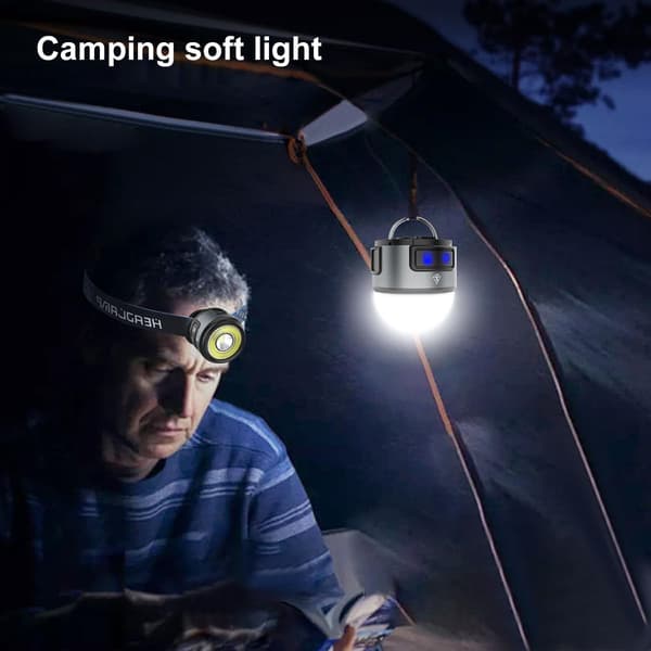 Camping hodelykt oppladbar, lett oppladbar hodelykt, rødt lys hodelykter, multifunksjonell hodelykt for fotturer