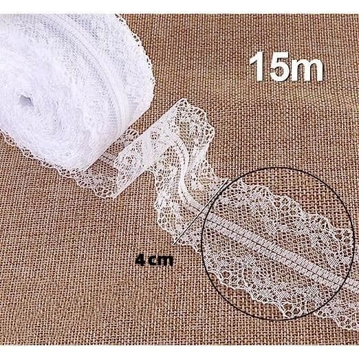 White Lace Roll, Lace Edge, Retro Ribbon, Crafts, DIY, Wedding Decoration, 15m * 2 Rolls