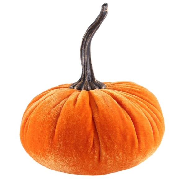 Store fløjlgræskar til dekoration, håndlavede kunstige høstgræskar, efterårs Thanksgiving boligindretning (orange)