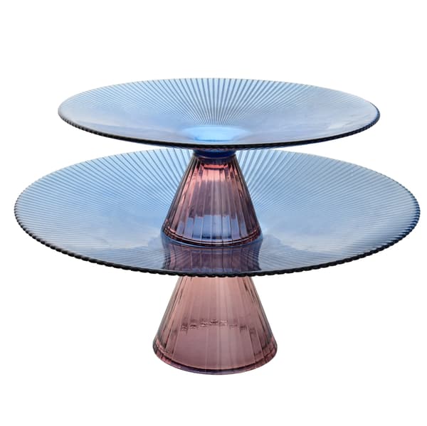 Glasfat Daz Glass Patera 26x10 cm blå rosa 1 stk
