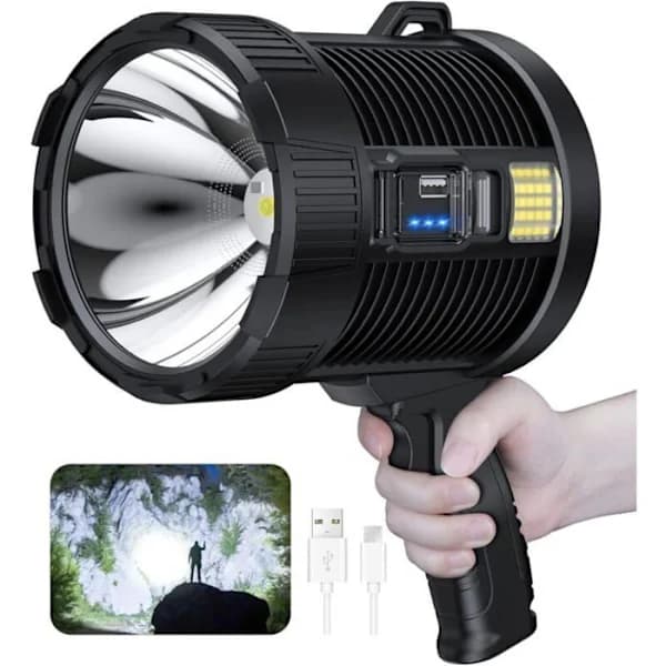 Oppladbar 100000 Lumen LED-flomlys med solcellelading for utendørs bruk [JUN]