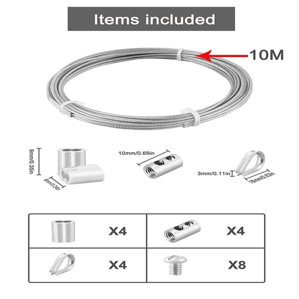 Stålwire 10M rustfri stålwire belagt rustfrit wire kit kabel