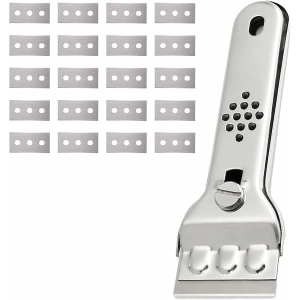 Stainless Steel Ceramic Hob Scraper with 20 Blades - Compatible with Induction Hobs, Windows and Mirrors