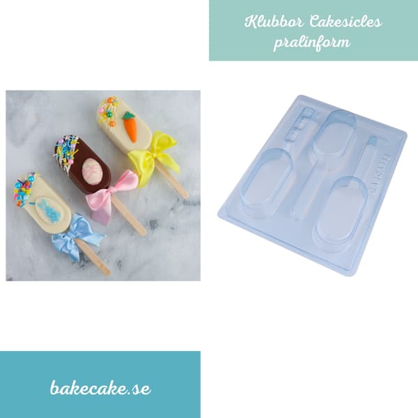 Pralinform Klubbor Cakesicles - BWB 9818 - Spesiell 3-delt form Transparent transparent