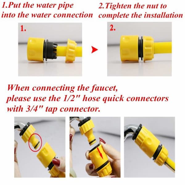 Puutarhaletkun pikaliittimet 20 kpl – 10x 1/2'' + 5x kaksoisliitintä + 5x sovitinta 3/4'' (ABS)