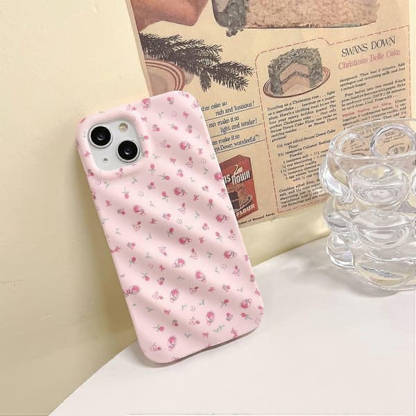 For iPhone 15 Pro Deksel Rosa Blomstermønster TPU Telefonveske